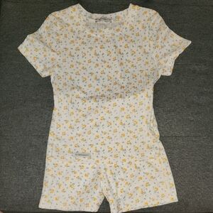 Women's Floral Pajama Set in White and Yellow